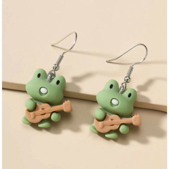 ROMWE - Cartoon Frog Drop Earrings - Picture 2 of 5
